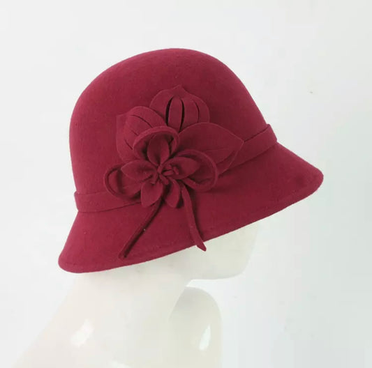 Red 100% wool felt hat