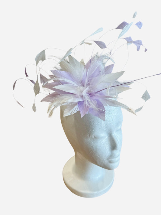 Lilac and White Fascinator on hairclip