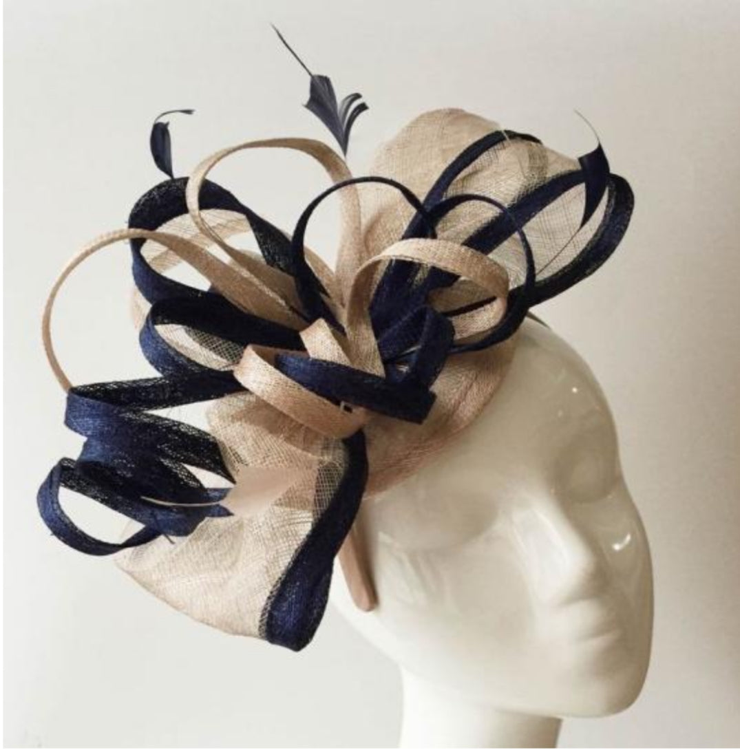 Beige and Navy Fascinator