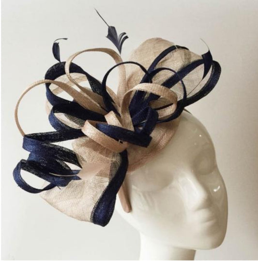 Beige and Navy Fascinator