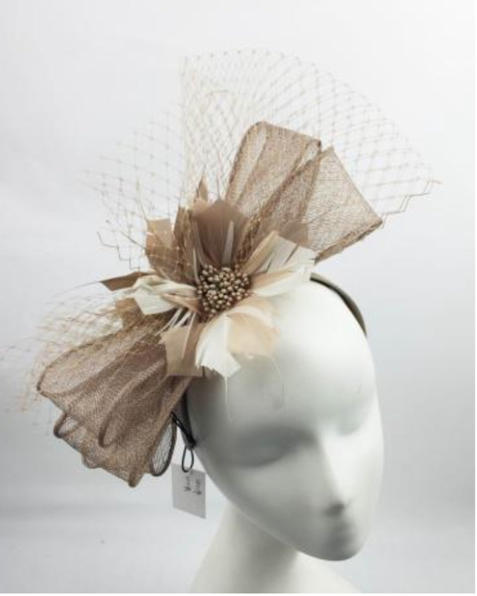 Caramel and Beige Fascinator