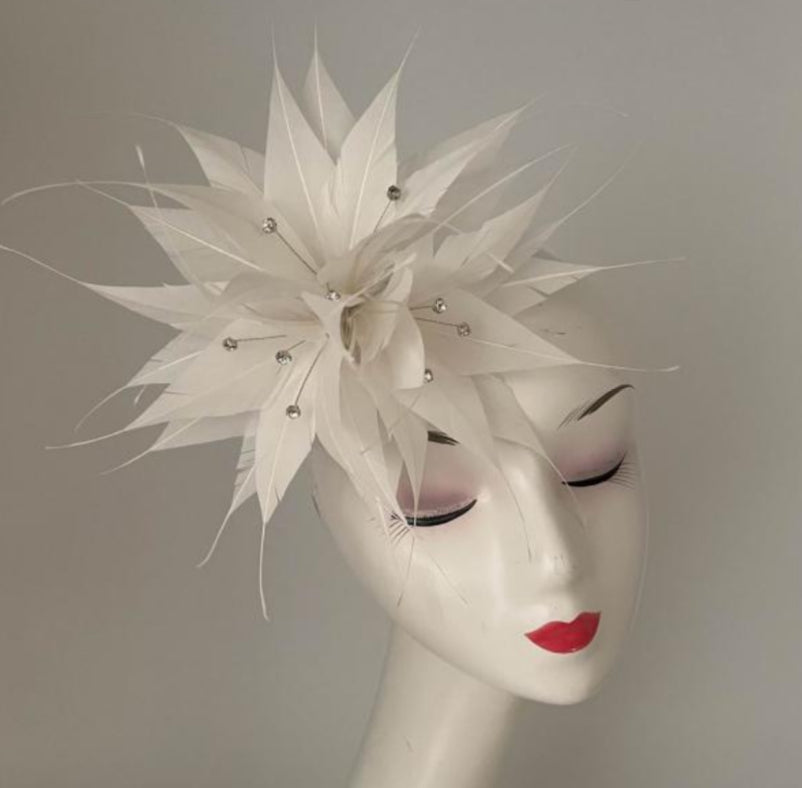 White Crystal Fascinator