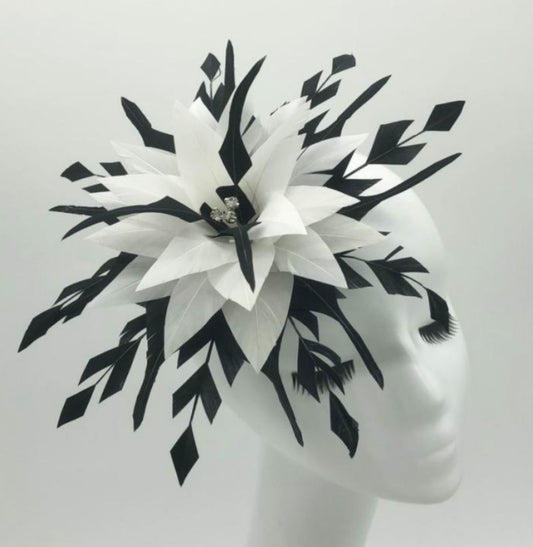 Black and White Crystal Fascinator