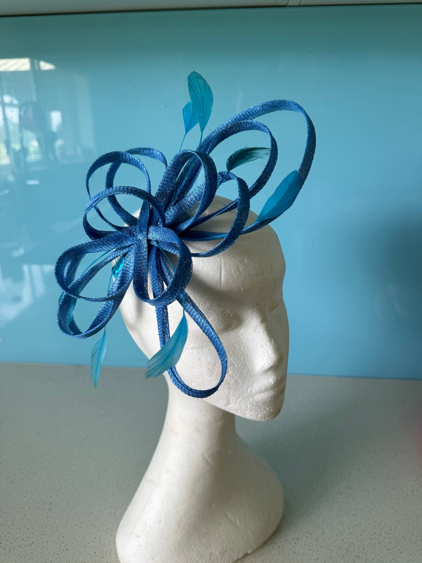 Blue Fascinator on hairclip