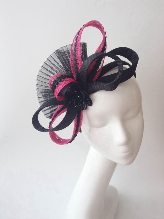 Pink and Black Fascinator