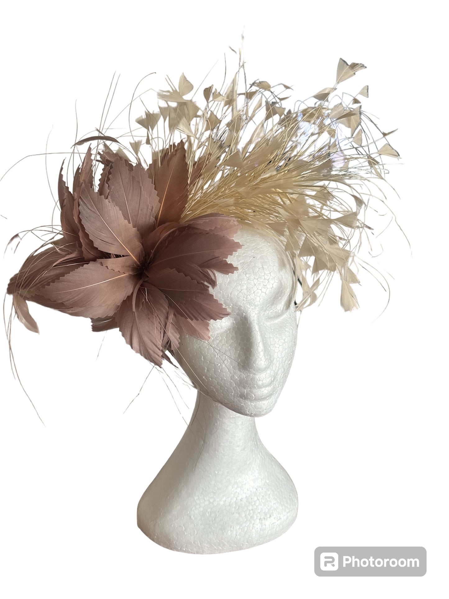 Brown and Beige Feather Fascinator