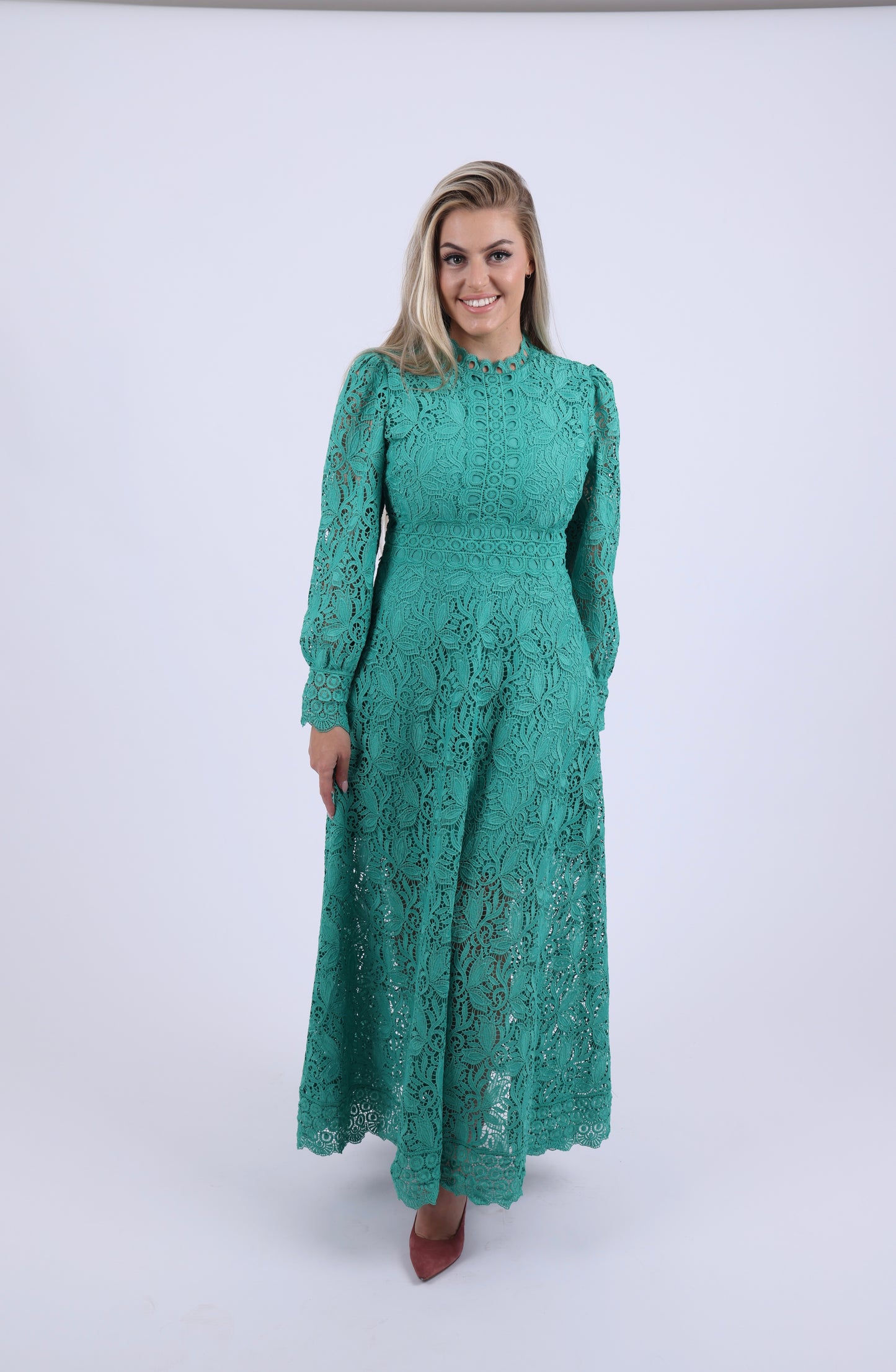 Green Lace long sleeved dress