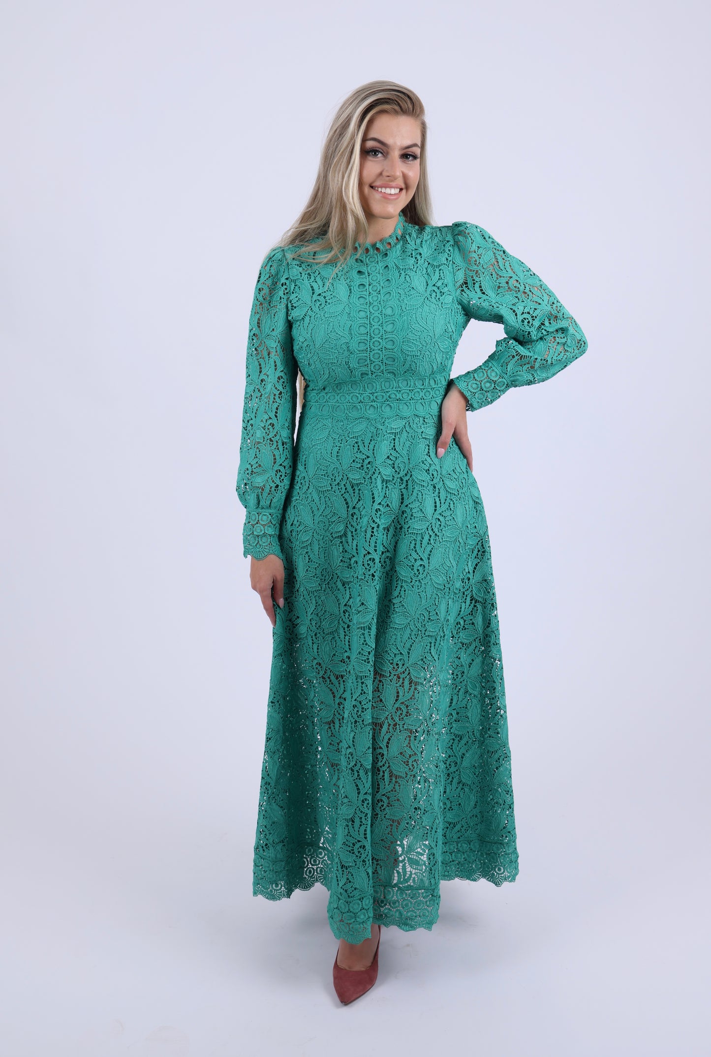 Green Lace long sleeved dress