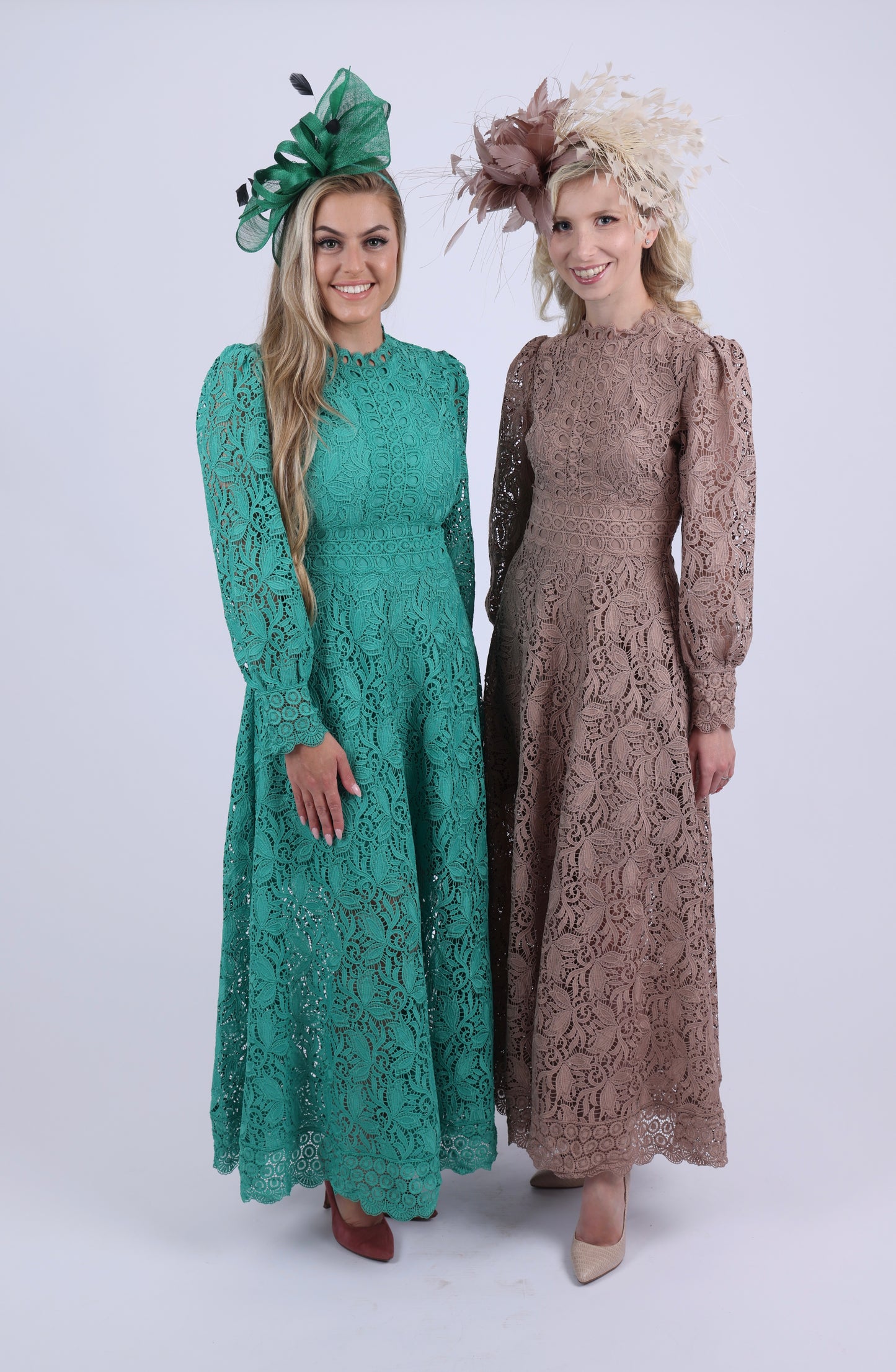 Brown Lace long sleeved dress