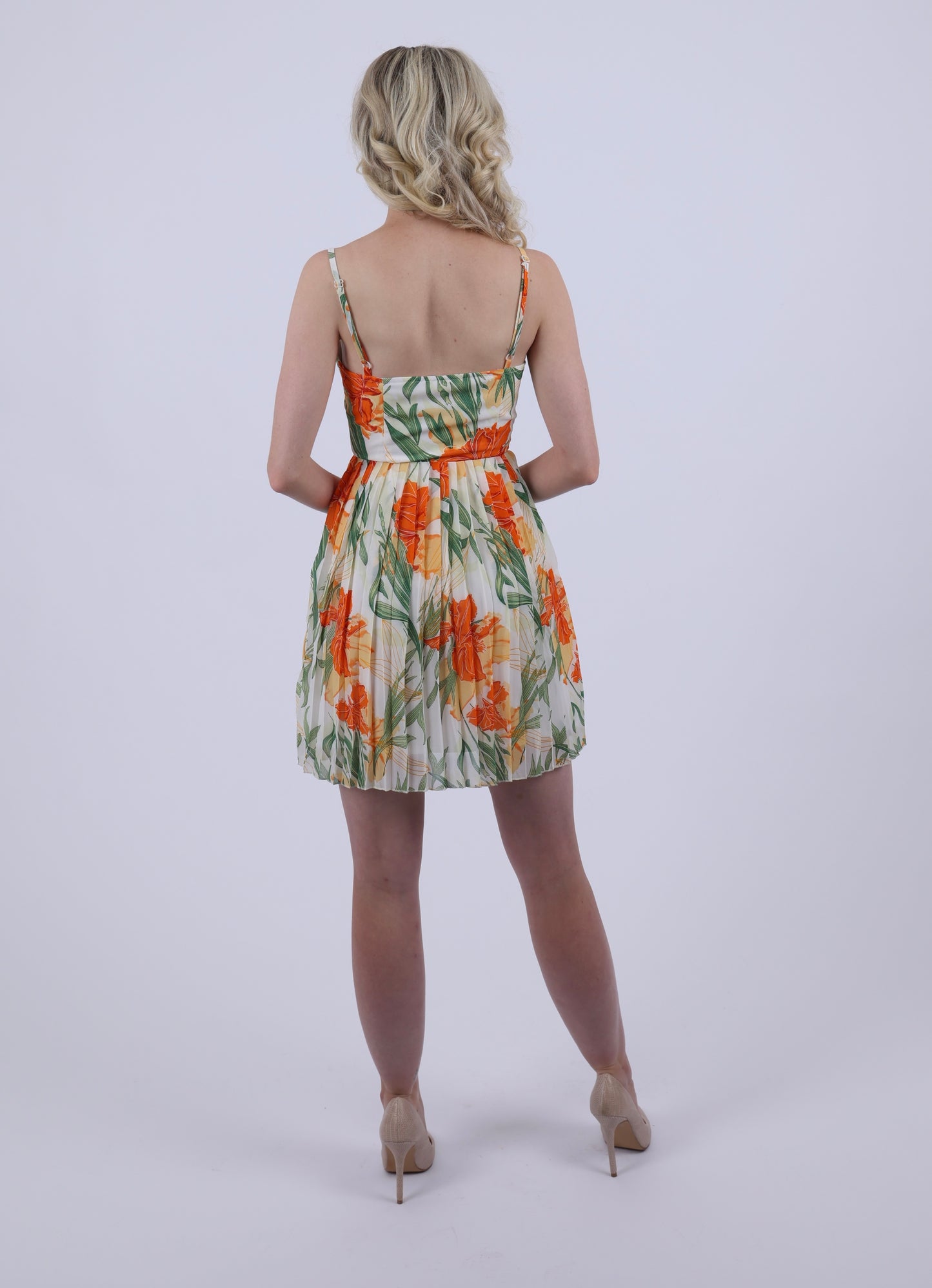 Orange floral print dress