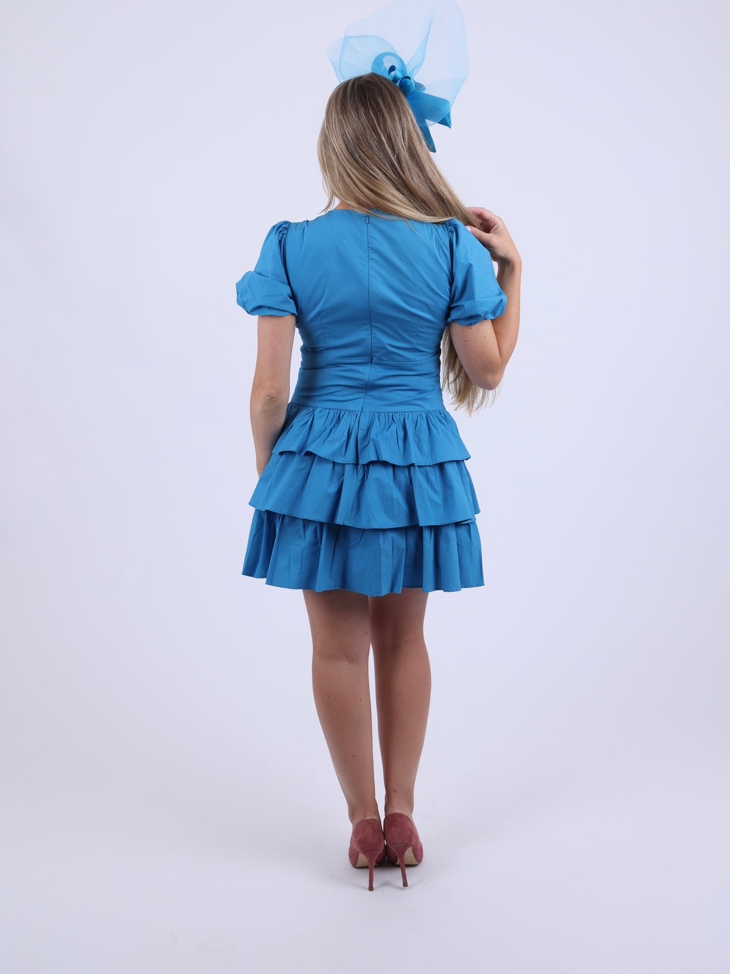 Blue Puff sleeve mini dress